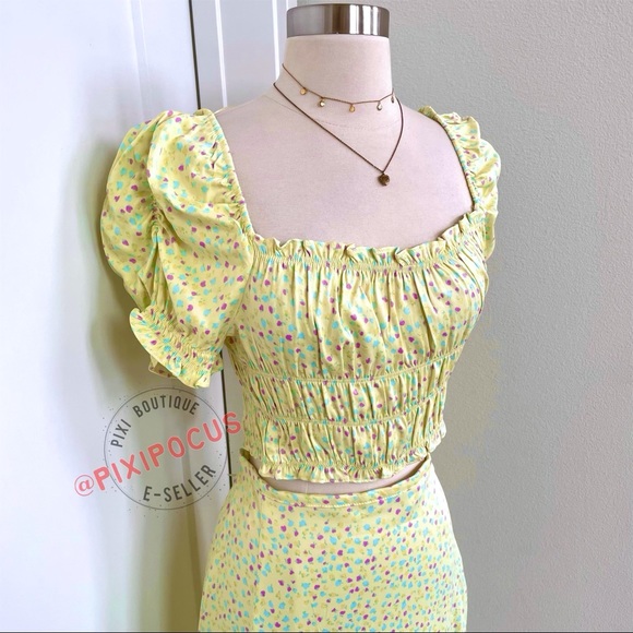 ZARA 2 PIECE SKIRT SET CO-ORD YELLOW PRINT NWT - Picture 11 of 12